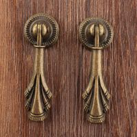 2Pcs Kitchen Door Wood Box Wardrobe Pull Handle Knobs Antique Furniture Handle Drawer Cabinet Handle and Knob with Screw 18x55MM
