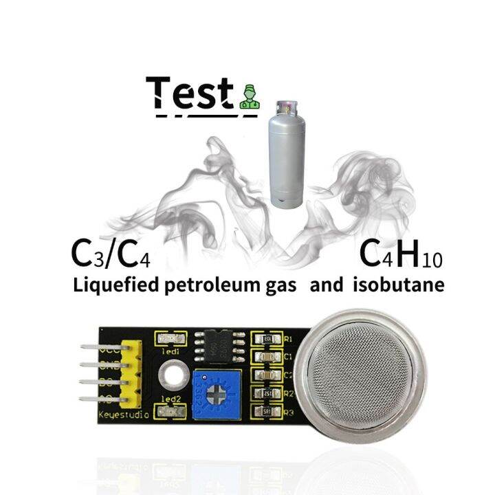 keyestudio-mq-6โพรเพนบิวเทนเหลวก๊าซโมดูลเซ็นเซอร์ธรรมชาติสำหรับ-a-rduino