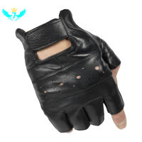 Men Fashion Leather Sheep Moto Leather Fingerless s Half Finger High Quality Luvas Driving Training Fitness Guantes TOA