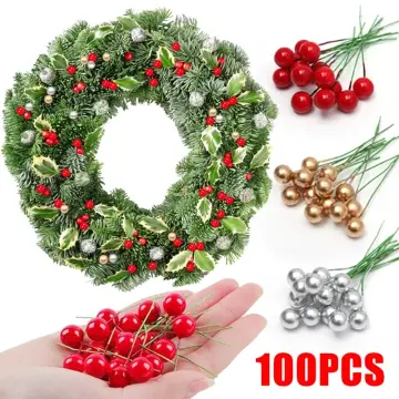 50pcs/100pcs Artificial Christmas Pine Needles And Branches Various Sizes  Plastic Christmas Tree Branch For Wreath Decorations