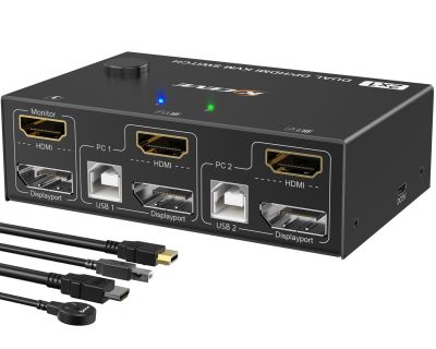 4K HDMI 60Hz Kvm 2 In 2 Out จอแสดงผลคู่ตัวแยกสายเคเบิลสลับควบคุมคอมพิวเตอร์2เครื่องหน้าจอหรือแล็ปท็อปแสดงผลอินพุตคู่