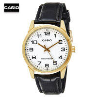 Velashop นาฬิกาข้อมือผู้ชายคาสิโอ Casio  สายหนัง หน้าปัดขาว รุ่น MTP-V001GL-7BUDF, MTP-V001GL-7B, MTP-V001GL