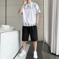 【Hot Sale】 suit male handsome ruffian loose version short-sleeved a complete set of casual sports trendy two-piece