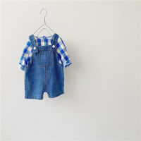 MILANCEL 2021 summer new baby clothes set boys plaid shirt and denim overall 2 pcs boys suit