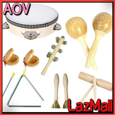 AOV 7Pcs ไม้ Percussion Instruments ชุดเด็กก่อนวัยเรียน Sensory เครื่องดนตรีพร้อมกระเป๋า COD จัดส่งฟรี