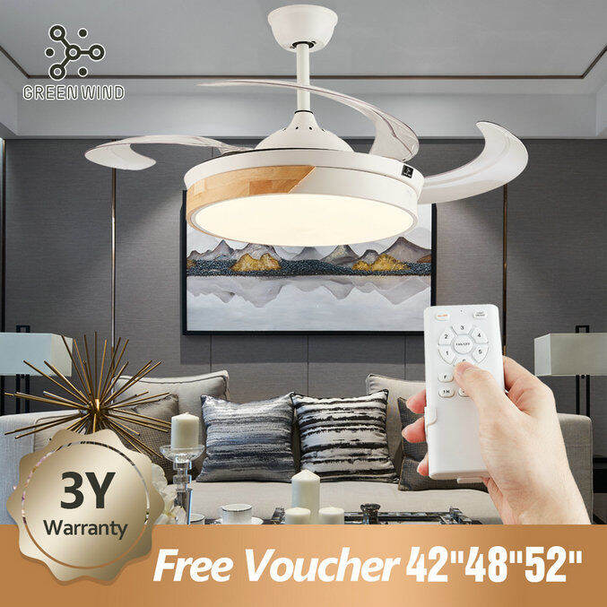 GREEN WIND Ceiling Fan With Light Nordic Modern Chandelier 42/48 Inch