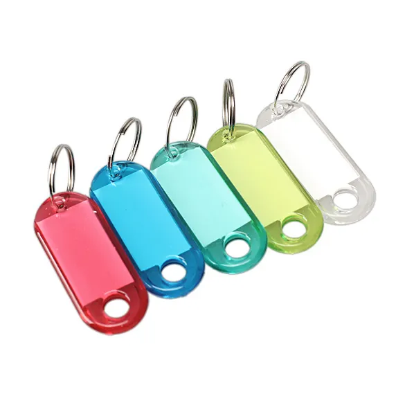 100 Pcs Colorful Clear Plastic Key Tags ID Label with Key Chain Tag ...