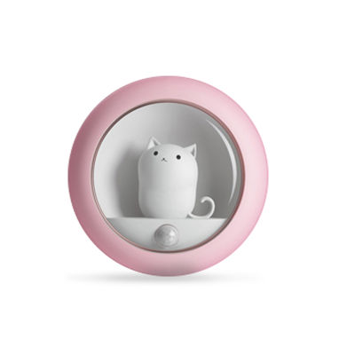 Whiteyellowpink Creative Body Induction Wildcat Night Light Pet CAT BEDROOM ATMOSPHERE LAMP USB Cabinet Wall Hanging Lamp