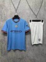 Manchesters Citys เสื้อยืดแขนแขนสั้นคอกลมลำลอง,เสื้อเจอร์ซีย์เตะฟุตบอล22-23ชุดฟุตบอลเกมคลับฟ้าท้องฟ้าบ้าน0000