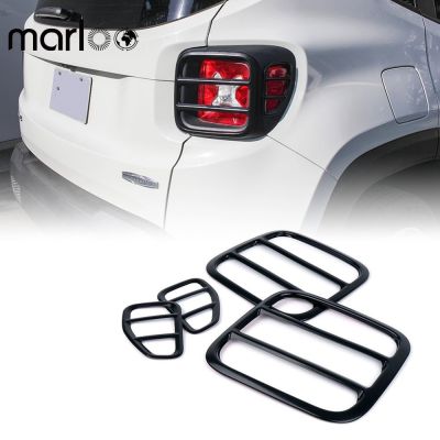 Set of 4 Black Metal Taillight Rear Lamp Protector Cover Guard For 2015 2016 2017 Jeep Renegade