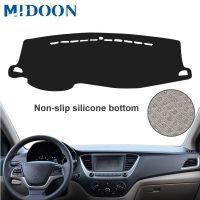 MIDOON แผ่นติดแผงหน้าปัดพรมกันลื่นฝาปิดแผงควบคุมสำหรับ Hyundai Solaris 2 Accent Verna 2017 -2021 2018แผ่นปิดแผงหน้าปัดม่านบังแดด