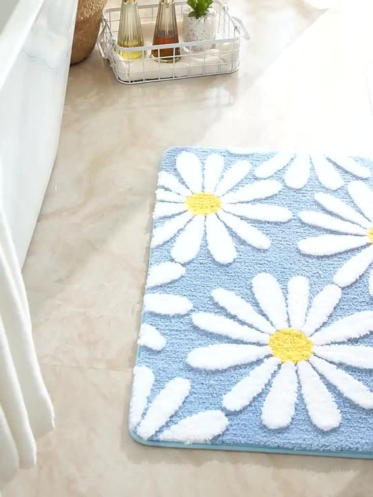 Non-slip Bath Mats Cute Water Absorption Bathroom Rugs Soft Flower Foot Mat  Bathtub Carpet Floor Mat Bathroom Accessories Sets