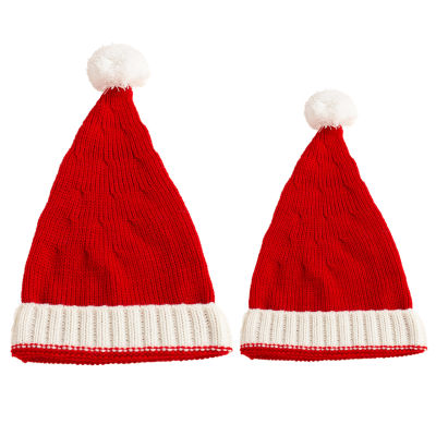 คริสต์มาสถักหมวก U Nisex ผู้ปกครองเด็กแข็งฤดูหนาวลายสก๊อตอุปกรณ์0-3Year สบายๆเด็กเด็กสาววันหยุดหมวกสีดำสีแดง