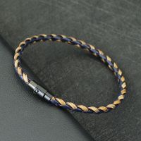 New Men Leather Bracelet Double Safety Magnet Buckle Handmade Braided Braclet Bangle Leisure Accessories Pulsera Hombre Jewelry Charms and Charm Brace