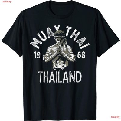 เสื้อยืดผู้ชายและผู้หญิง Muay Thai Thailand Vintage Tiger Fighter Training Gift T-Shirt Mens Womens T-shirts