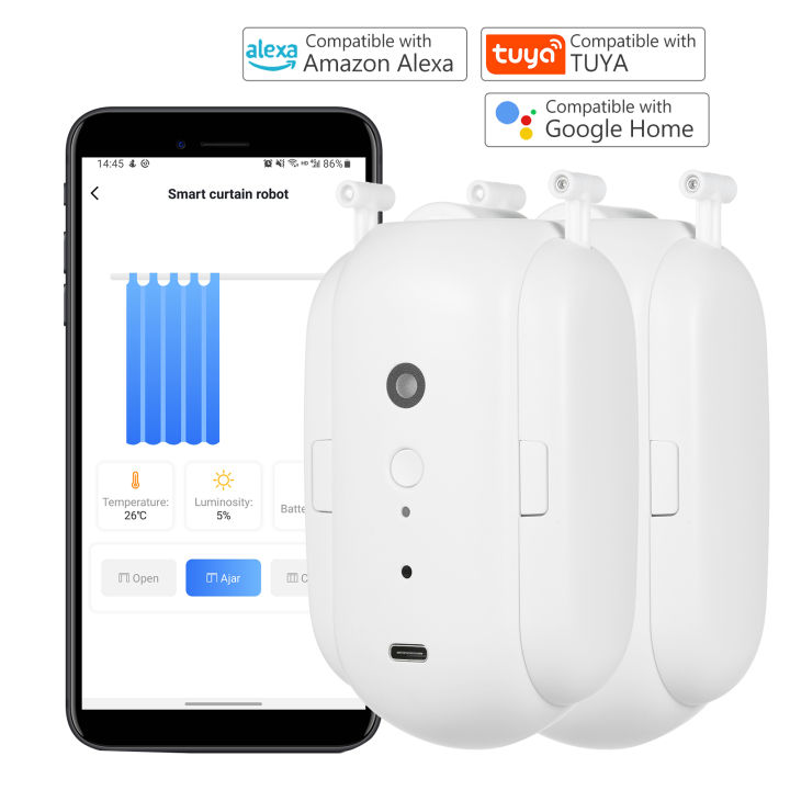 keykits-bt-automatic-curtain-opener-closer-robot-wireless-smart-curtain-motor-timer-voice-control-smart-home-automation-device-for-curtain-track-rod-replacement-for-amazon-alexa-goog-le-assistant