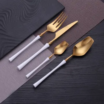 Beige Gold Matte Knife Fork Spoon Tableware 304 Stainless Steel