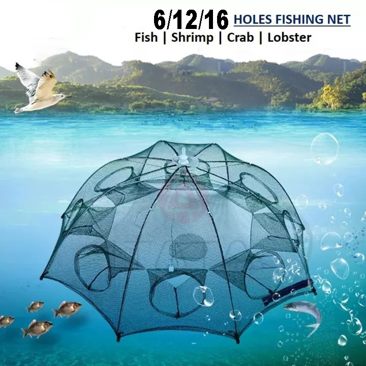 Folding Umbrella Fish Net Lambat Net Fishing Fish Trap Fishing Net