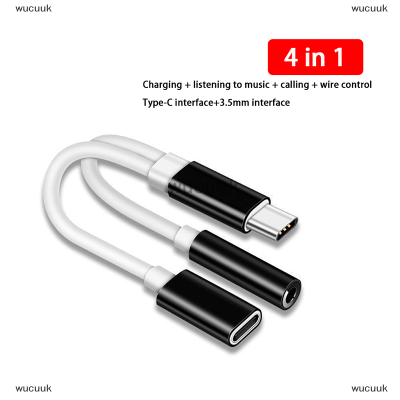 wucuuk อะแดปเตอร์สายชาร์จเสียง AUX 2in1 USB Type C ถึง3.5มม. แจ็คหูฟังแยกสำหรับ Xiaomi Huawei