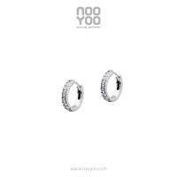 NooYoo ต่างหูสำหรับผิวแพ้ง่าย Hoop with Square CZ Surgical Steel