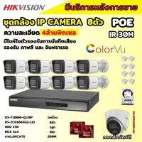 Hikvisionชุดกล้องวงจรปิด8ตัว 4MPรุ่น DS-2CD1043G2-LIUมีไมค์ในตัว ภาพสี24ชม.ระบบPOE ภาพคมชัด ไม่ต้องเดินสายไฟ ติดตั้งง่าย