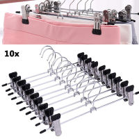 10 Pcs Rack Clip Stainless Steel Trousers Wardrobe Clip Anti-slip Clothespin Pants Clamp Clothes Hanger for Skirts