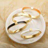 【YF】✎  Enamel Roman Numerals Bangle Gold Color Colorful for Men Couple Fashion Jewelry