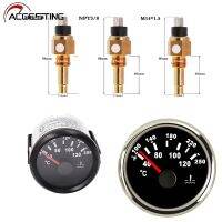 เกจวัดอุณหภูมิอุณหภูมิน้ำ52มม. 40-120 ° C ตัวบ่งชี้มิเตอร์วัดอุณหภูมิอุณหภูมิน้ำสำหรับเรือยอช์ตเรือยนต์เครื่องยนต์รถรถยนต์เซ็นเซอร์นอกเรือ M14/M16/NPT3 8