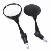 Black Universal Anti-fall Folding Round Mirror Motorcycle Side MirrorScooter E-Bike Rear View Mirrors Back Side Mirror 10mm