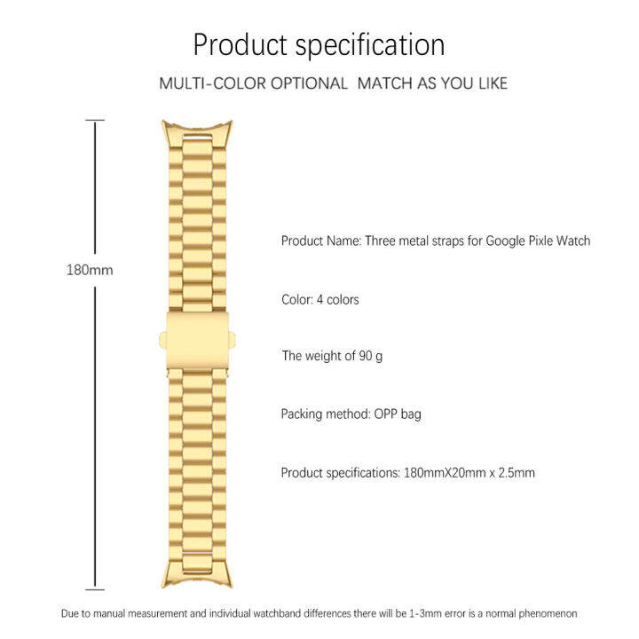 aotelayer-สายรัดข้อมือแท่งสแตนเลสสตีลใหม่ล่าสุดสำหรับ-google-pixel-watch-ไม่มีช่องว่างสายสายนาฬิกาโลหะแบบคลาสสิกอุปกรณ์เปลี่ยนกุหลาบนาฬิกาข้อมือสีดำ