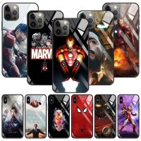 【16- digits】เคสกระจกนิรภัยสำหรับ iPhone 13 12 11 Pro Max Mini X XR XS Max 8 7 6S Plus SE 2020 Shell Marvel Avengers Iron Man Endgame