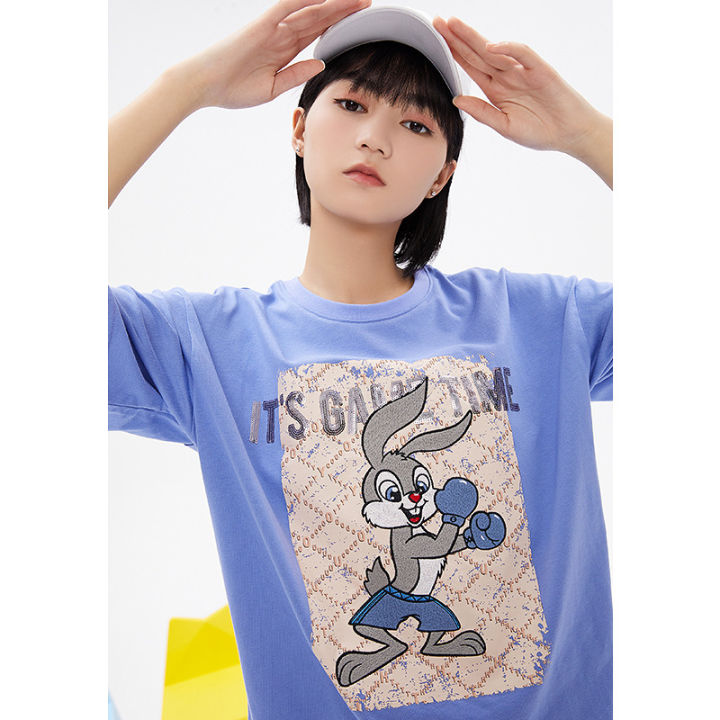 toyouth-women-tees-summer-short-sleeve-round-neck-loose-t-shirts-cartoon-rabbit-embroidery-print-contrast-colored-chic-casu