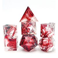 7pcs Resin Polyhedral Dice RPG Blood Effect Acute Angle for Rpg Game Lovers Gambling Dice