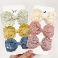 1PC 3.9 Inch Bowknot Hair Clips for Girl Delicate Lace Hollow Bows Headwear Hairpins Lovely Kids Children Baby Hair Accessories