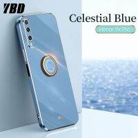 YBD ตรงขอบเคสสำหรับหัวเหว่ย Y9S ปลอก,Luxury แป้นยึดชุบโลหะกรณีที่มีผู้ถือแหวนโทรศัพท์