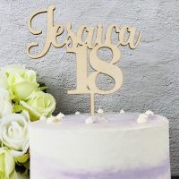 Personalized Wooden Happy Birthday Cake TopperCustom name and Age Gold Mirror Birthday Cake TopperElegant Birthday Party Decor