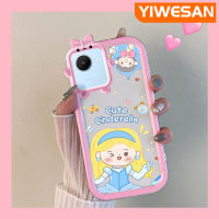 YIWESAN เคสสำหรับ Realme C30 C30s Narzo 50i Prime เคสการ์ตูนน่ารักซินเดอเรลล่า Little Monster แบบผูกโบว์นิ่มกันรอยถลอกเคสโทรศัพท์โปร่งใสฝาครอบป้องกันเลนส์กล้องถ่ายรูปซิลิก้าเจล TPU