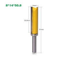 8mm Shank Long Pattern Router Bit with Bearing Wood Template Milling Cutter เส้นผ่านศูนย์กลางบิตตรง -14mm ความยาวตัด -50.8mm