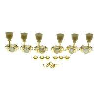 KAISH 3x3 Vintage Style Locking Tuners Guitar Tuning Keys Guitar Lock Tuing Machine Heads for Les Paul Gold with Keystone Button