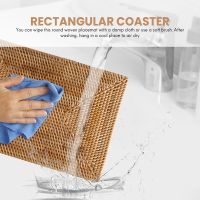 2 Pcs Table Mats Non Slip Rattan Placemats Dining Table Heat Resistant Woven Place Mats Insulation Heat Resistant Mats