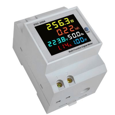 Din Rail AC Monitor 6IN1 100A Voltage Current Power Factor Active KWH Electric Energy Frequency Meter VOLT AMP