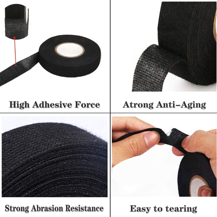 heat-resistant-adhesive-cloth-fabric-tape-for-automotive-cable-tape-harness-wiring-loom-electrical-heat-tape-9-15-19-25-32mm