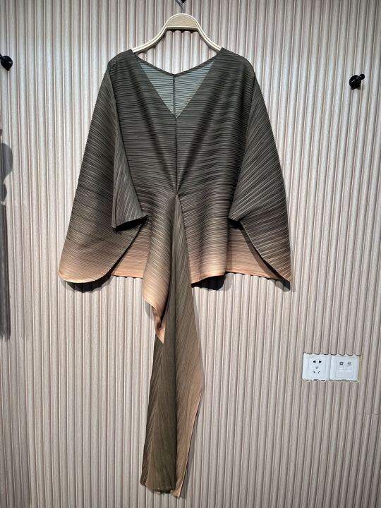 miyake-เดรสพิมพ์ลายไล่ระดับสีฤดูใบไม้ผลิและฤดูร้อน-เดรสผู้หญิงสไตล์ยุโรปและอเมริกาทรงพลัสไซส์-x257