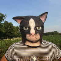 Funny Angry Cat ฮาโลวีนคอสเพลย์หน้ากากสัตว์ Full Face Latex สยองขวัญ Masquerade Party Cat เครื่องแต่งกายผู้ใหญ่