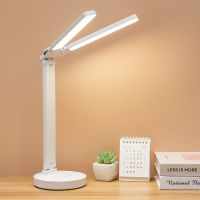 LED Rechargeable Desk Lamp Double-Head Lighting Eye Protection Dimmable Table Lamp For Reading Multi-Angle Foldable Night Lights