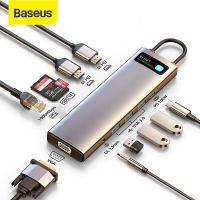 Baseus อะแดปเตอร์แปลง USB C Hub เป็น HDMI,อะแดปเตอร์ VGA USB 3.0 9/11 In 1แท่นฮับ USB Type C สำหรับ MacBook Pro Air PD RJ45 SD ตัวอ่านการ์ด