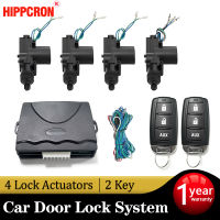 Hippcron Car Lock Door Remote Control Keyless Entry System Locking Kit with 4 Door Lock Actuator Universal 12V