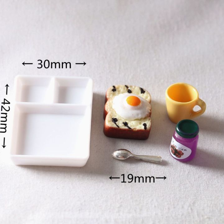 5ชิ้น-ชุดโมเดลอาหารแยมขนมปังปิ้งบ้านตุ๊กตาช้อนจานอาหารถ้วยสำหรับของเล่นบ้านตุ๊กตาอุปกรณ์ครัว