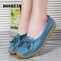 DOSREALรองเท้าส้นเตี้ยผู้หญิงหนังรองเท้าสไตล์เกาหลีสีขาวรองเท้าLoafers Ladies Soft Soleเรือผู้หญิงรองเท้าขนาดใหญ่42