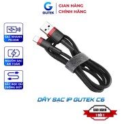 Dây sạc nhanh iphone 20w và truyền dữ liệu Gutek C6 bọc dù cho 6 7 8 plus